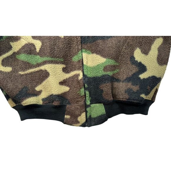 Vintage Saftbak Camo Fleece Jacket Mens S/M Green Brown - Picture 13 of 16
